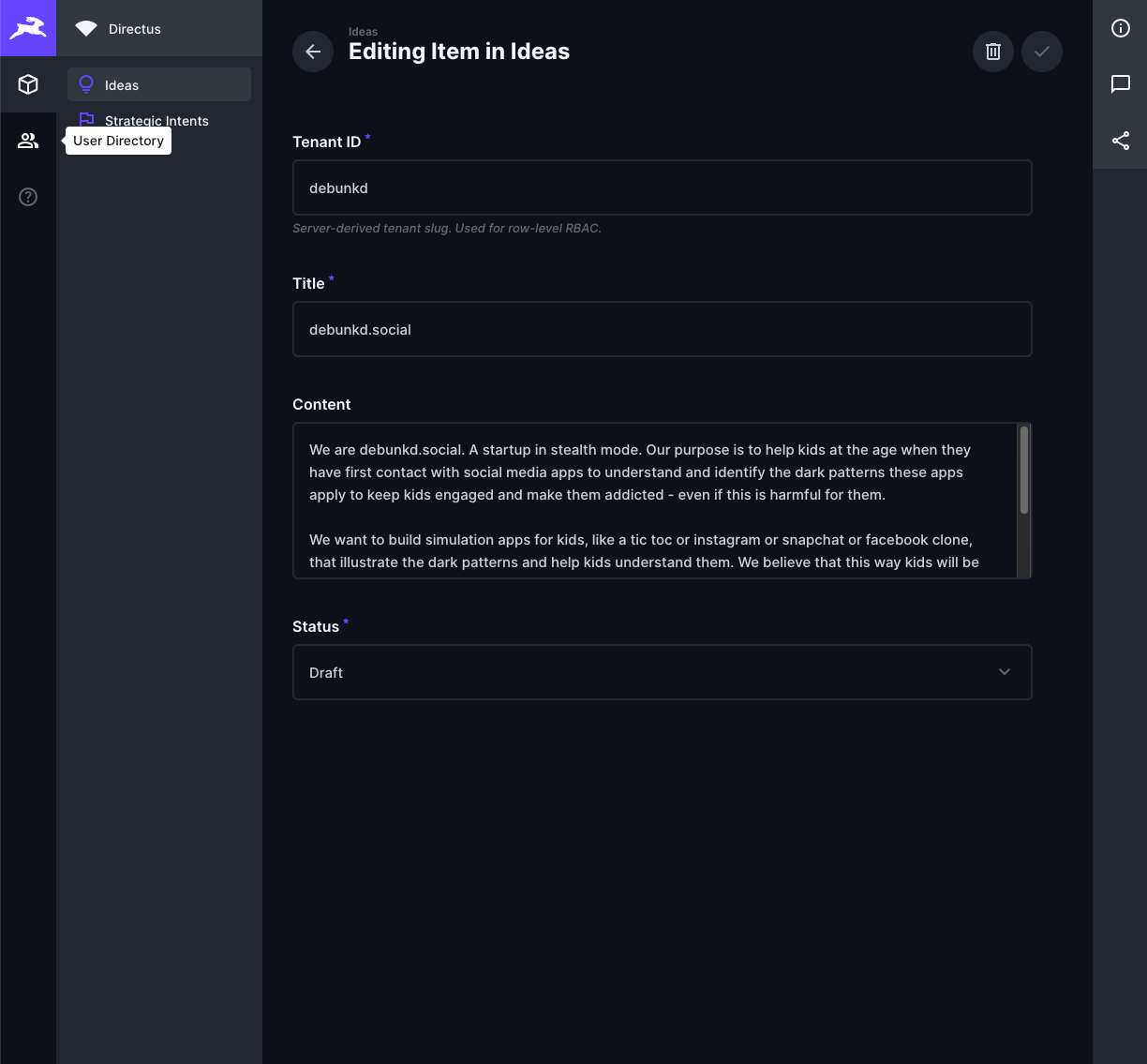 Directus — content collection